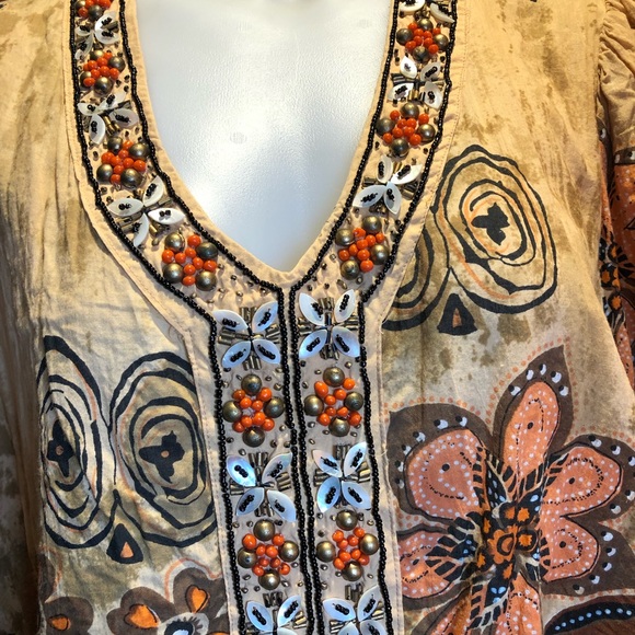 Woman’s Beaded Blouse Mixed Pattern & Beads Dress Barn 2X PF - Picture 4 of 7